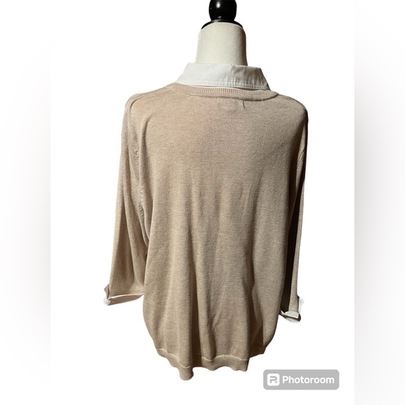 Notations Lightweight Knit Sweater with Beige Owl Design 1X - Picture 3 of 10